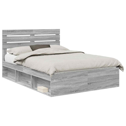 Bed Frame Grey Sonoma 140 x 200 cm Solid Pine Wood