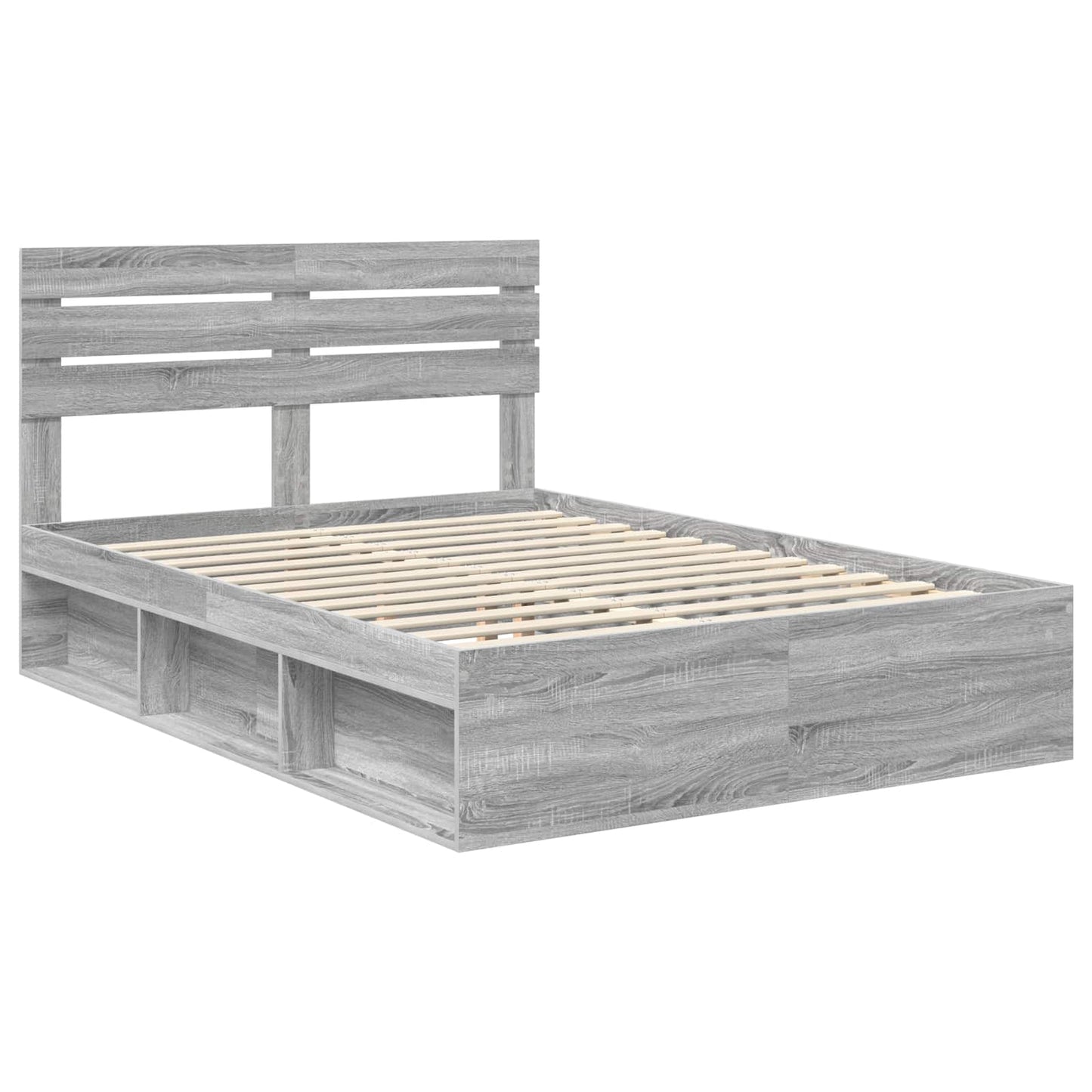 Bed Frame Grey Sonoma 140 x 200 cm Solid Pine Wood