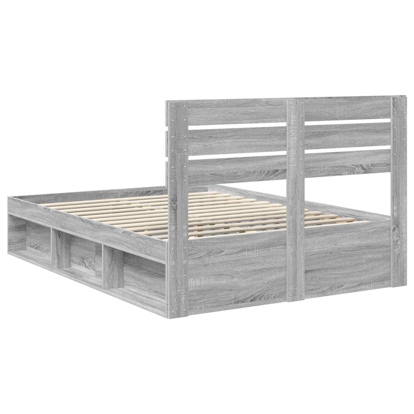Bed Frame Grey Sonoma 140 x 200 cm Solid Pine Wood