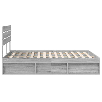 Bed Frame Grey Sonoma 140 x 200 cm Solid Pine Wood