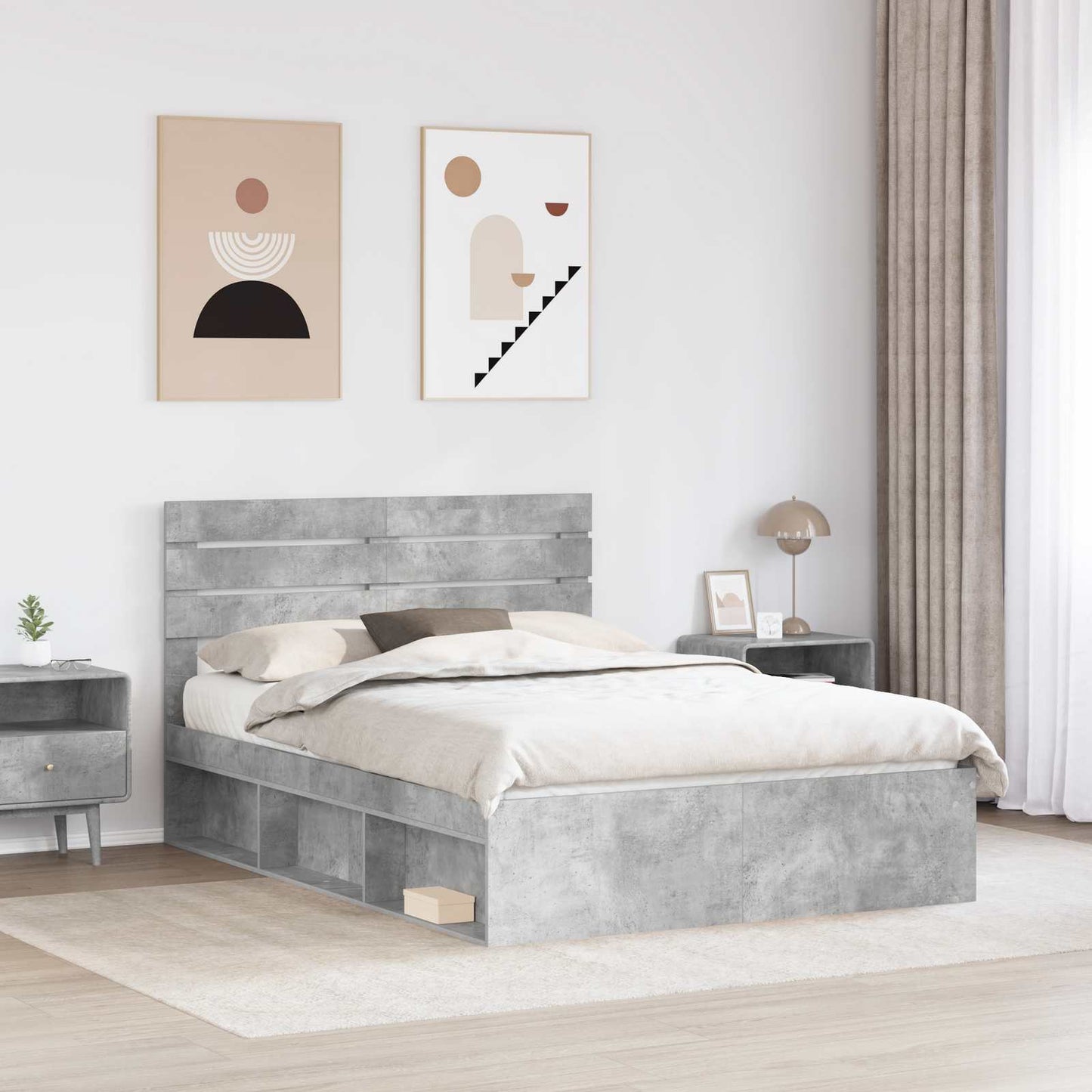 Bed Frame with Headboard Concerte 140 x 190 cm Solid Pine Wood