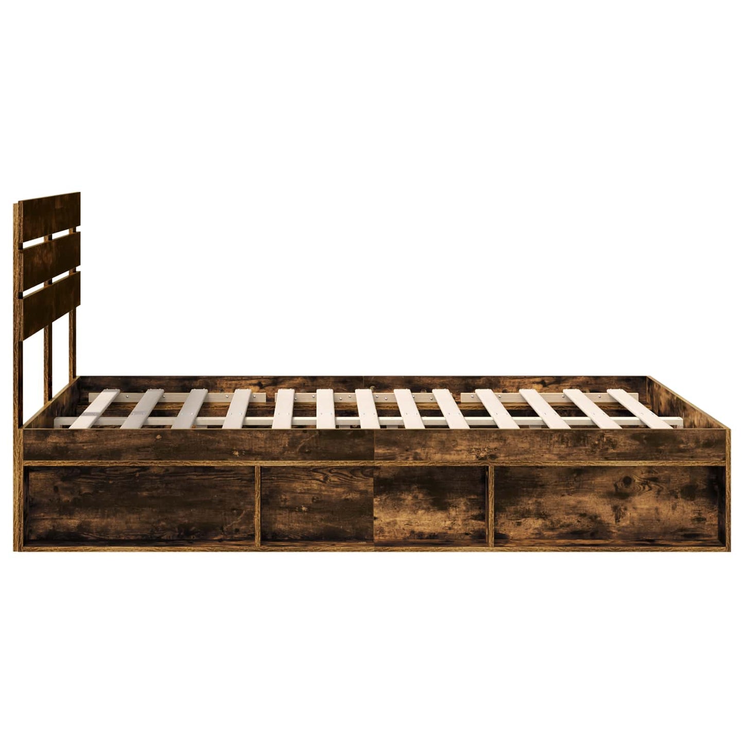 Bed Frame Smoked Oak 140 x 190 cm Solid Pine Wood