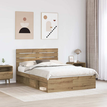 Bed Frame Artisian Oak 140 x 190 cm Solid Pine Wood