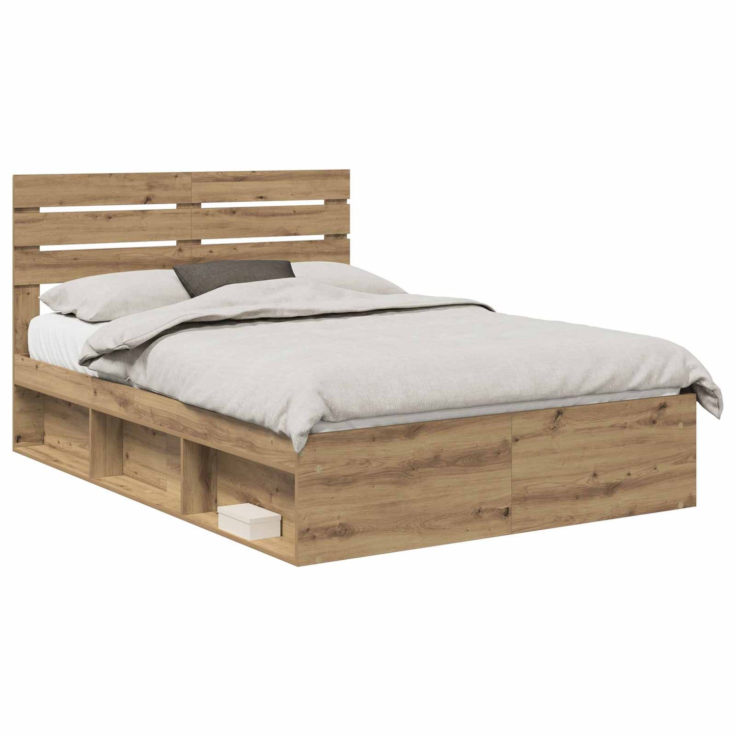 Bed Frame Artisian Oak 140 x 190 cm Solid Pine Wood