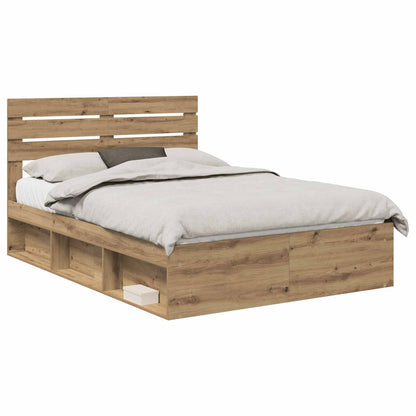 Bed Frame Artisian Oak 140 x 190 cm Solid Pine Wood