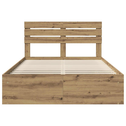 Bed Frame Artisian Oak 140 x 190 cm Solid Pine Wood