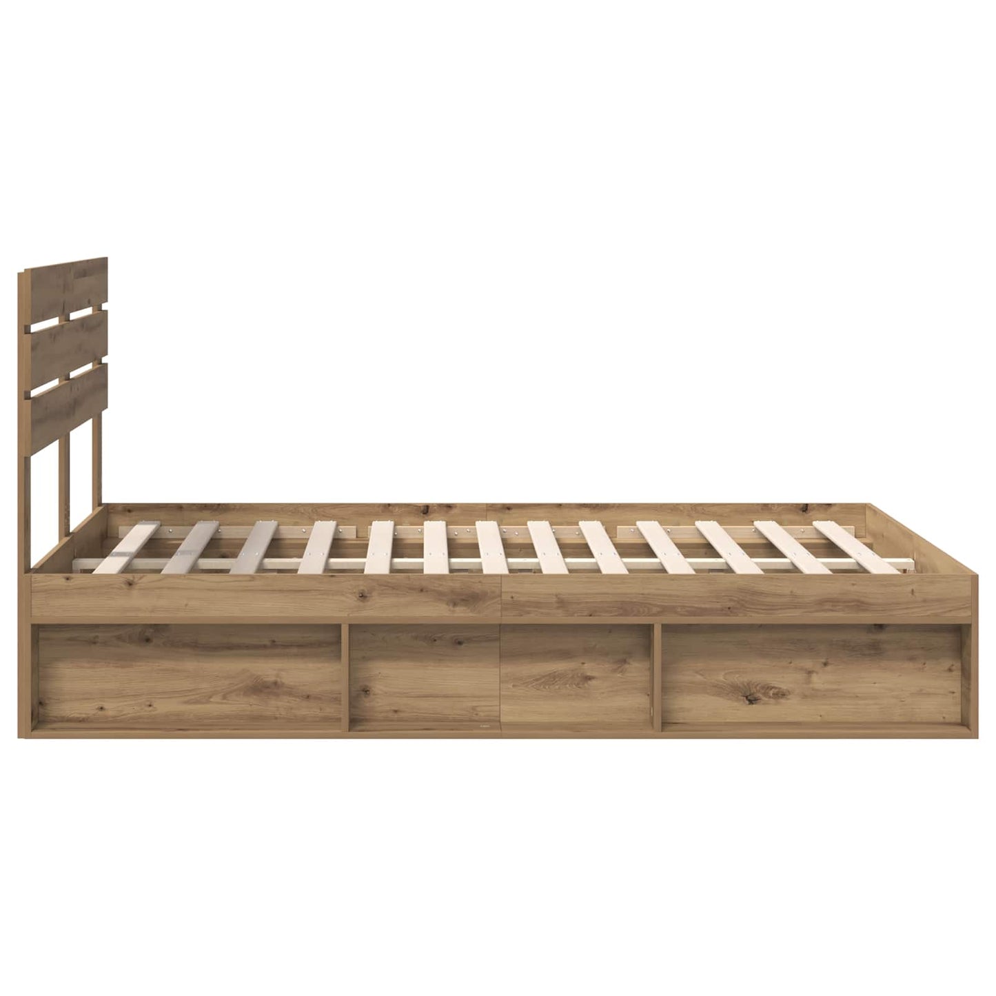Bed Frame Artisian Oak 140 x 190 cm Solid Pine Wood