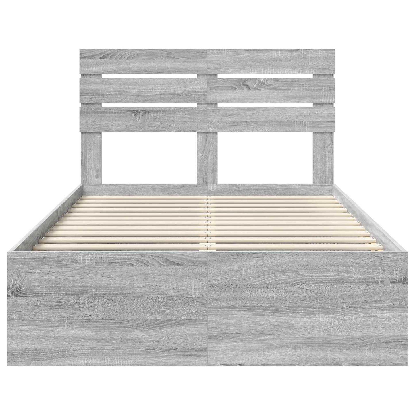 Bed Frame Grey Sonoma 135 x 190 cm Solid Pine Wood