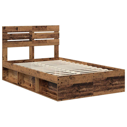 Bed Frame with Headboard Old Wood 135 x 190 cm Solid Pine Wood