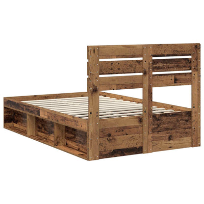 Bed Frame with Headboard Old Wood 135 x 190 cm Solid Pine Wood