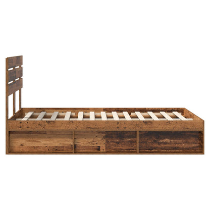 Bed Frame with Headboard Old Wood 135 x 190 cm Solid Pine Wood