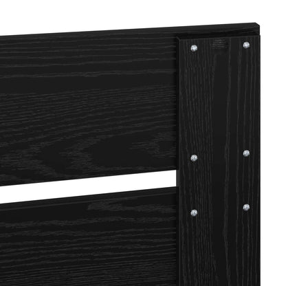 Bed Frame with Headboard Black 120 x 200 cm Solid Pine Wood
