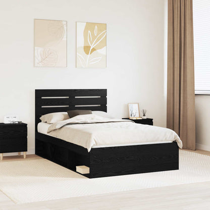 Bed Frame with Headboard Black 120 x 200 cm Solid Pine Wood