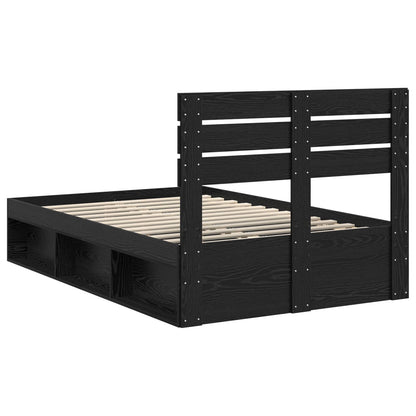 Bed Frame with Headboard Black 120 x 200 cm Solid Pine Wood