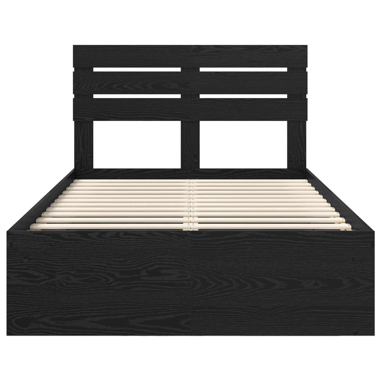 Bed Frame with Headboard Black 120 x 200 cm Solid Pine Wood
