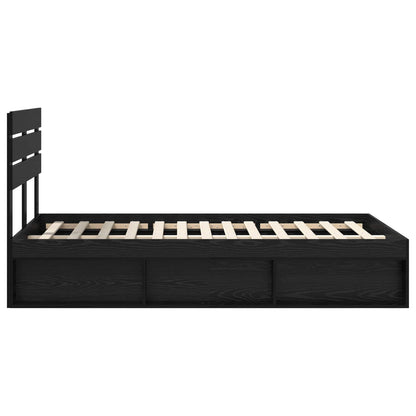 Bed Frame with Headboard Black 120 x 200 cm Solid Pine Wood
