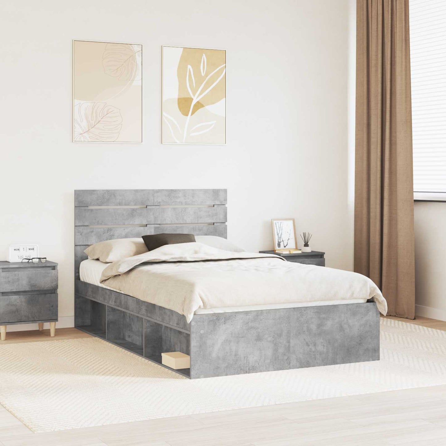 Bed Frame with Headboard Concerte 120 x 200 cm Solid Pine Wood