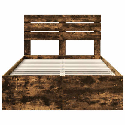 Bed Frame Smoked Oak 120 x 200 cm Solid Pine Wood