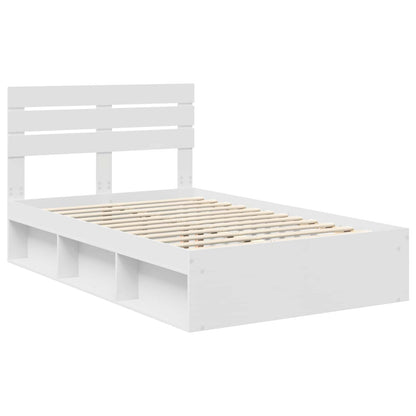 Bed Frame with Headboard White 120 x 190 cm Solid Pine Wood