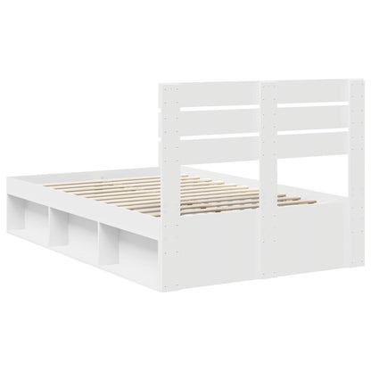 Bed Frame with Headboard White 120 x 190 cm Solid Pine Wood