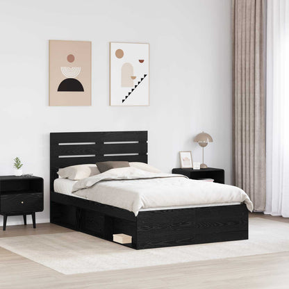 Bed Frame with Headboard Black 120 x 190 cm Solid Pine Wood