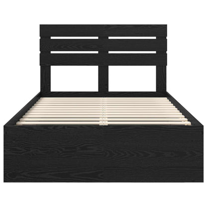 Bed Frame with Headboard Black 120 x 190 cm Solid Pine Wood