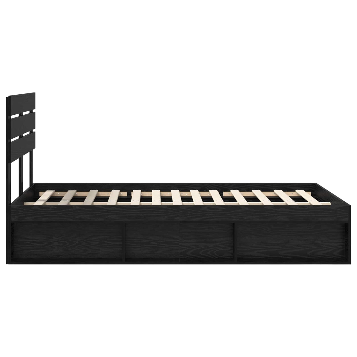 Bed Frame with Headboard Black 120 x 190 cm Solid Pine Wood