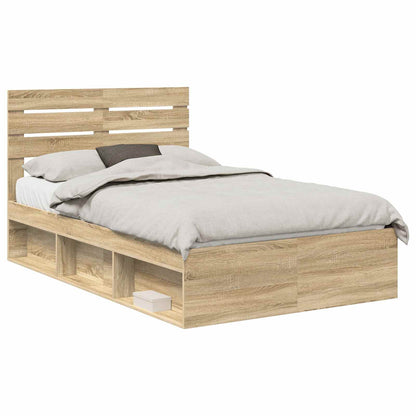 Bed Frame with Headboard Sonoma 120 x 190 cm Solid Pine Wood