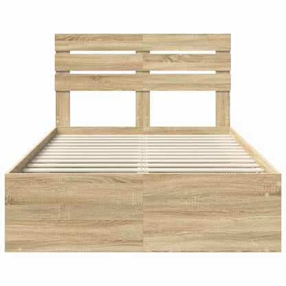 Bed Frame with Headboard Sonoma 120 x 190 cm Solid Pine Wood