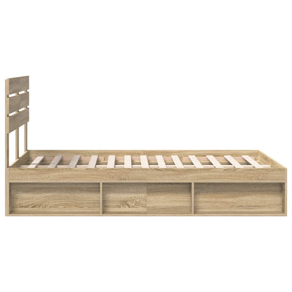 Bed Frame with Headboard Sonoma 120 x 190 cm Solid Pine Wood
