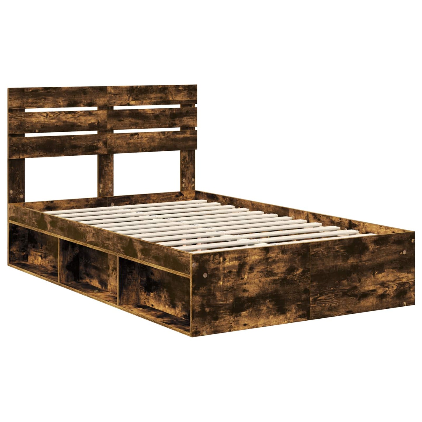 Bed Frame Smoked Oak 120 x 190 cm Solid Pine Wood