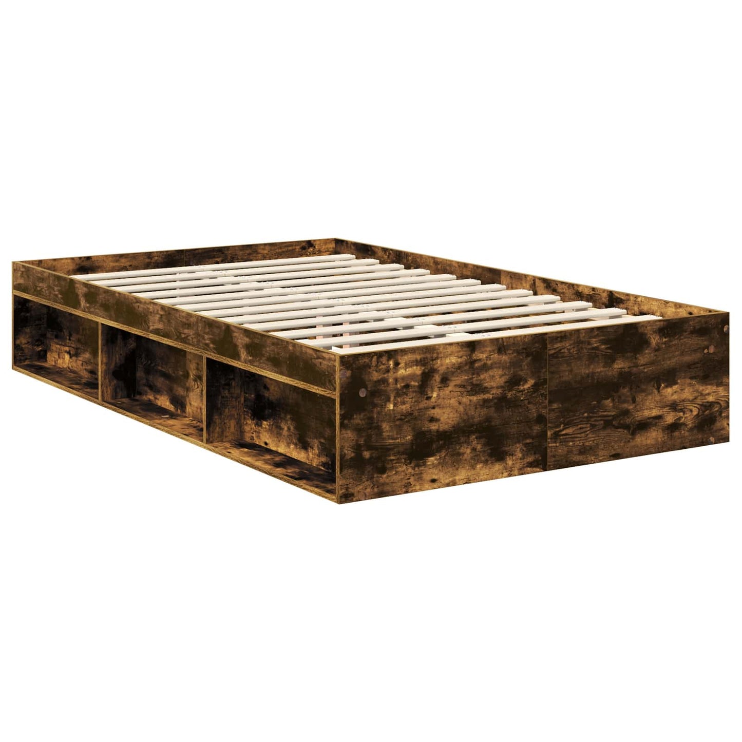 Bed Frame Smoked Oak 120 x 190 cm Solid Pine Wood