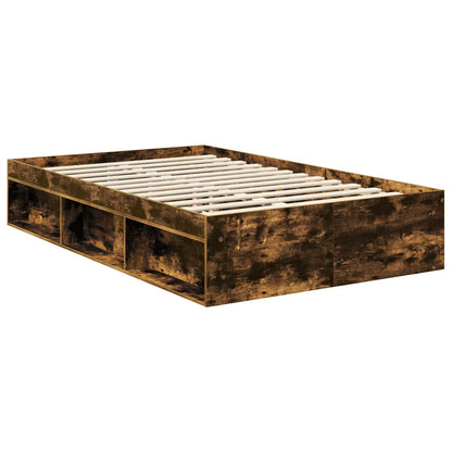 Bed Frame Smoked Oak 120 x 190 cm Solid Pine Wood