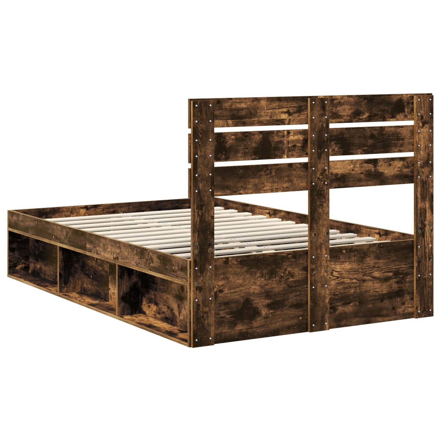 Bed Frame Smoked Oak 120 x 190 cm Solid Pine Wood