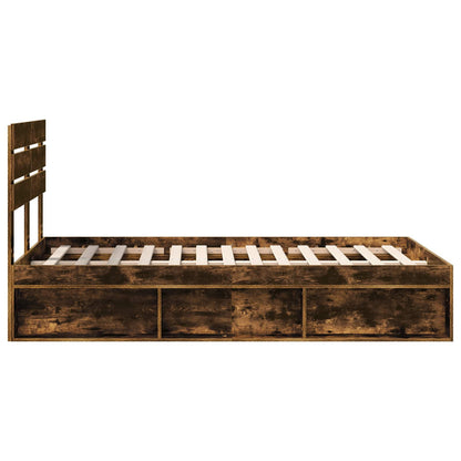 Bed Frame Smoked Oak 120 x 190 cm Solid Pine Wood