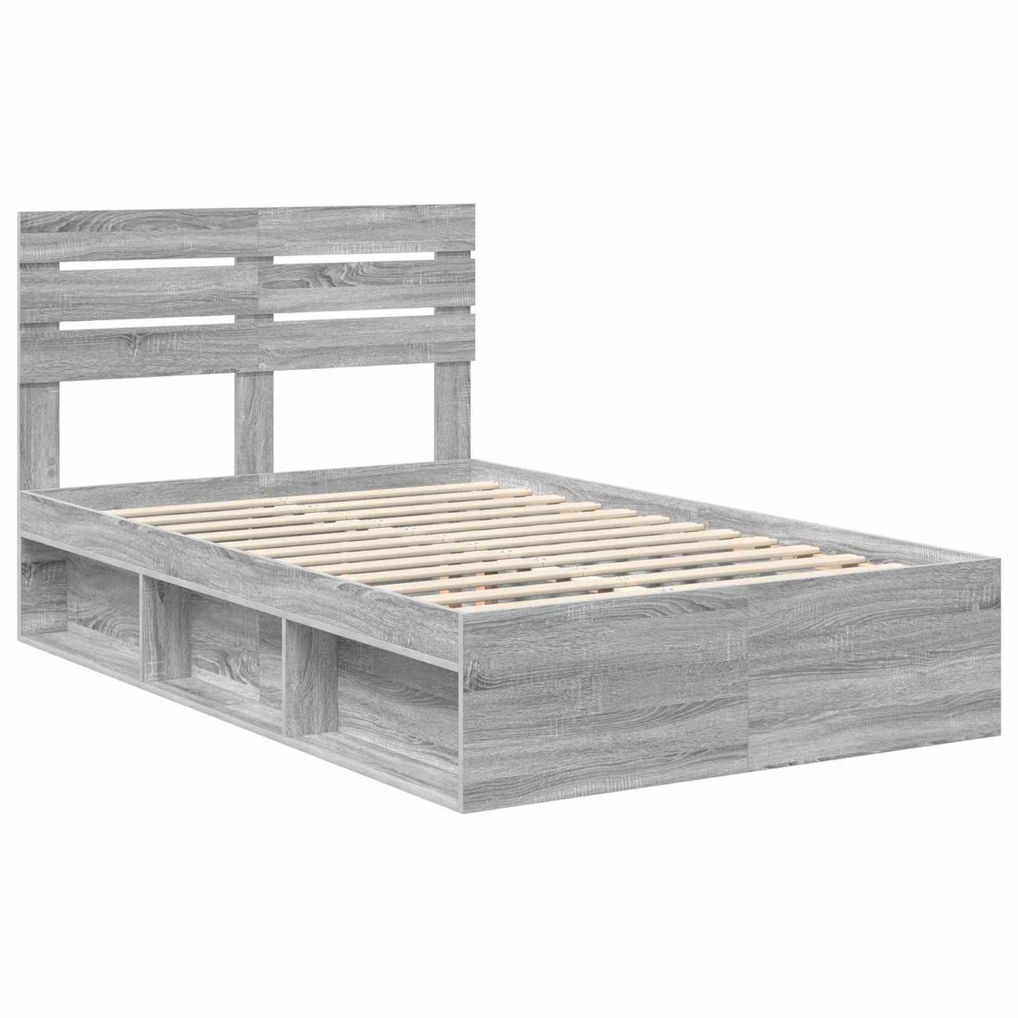 Bed Frame Grey Sonoma 120 x 190 cm Solid Pine Wood