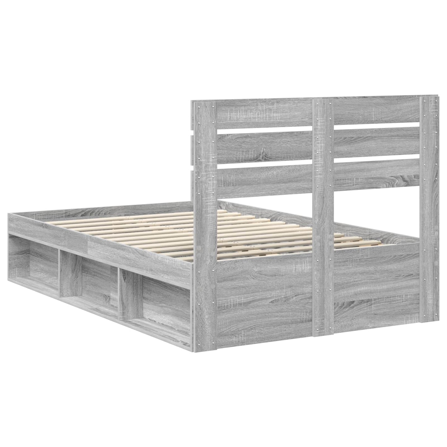 Bed Frame Grey Sonoma 120 x 190 cm Solid Pine Wood