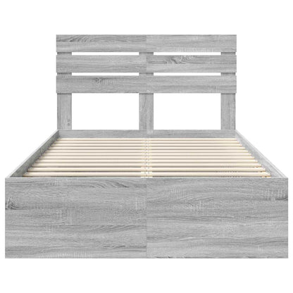 Bed Frame Grey Sonoma 120 x 190 cm Solid Pine Wood