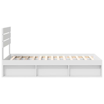 Bed Frame with Headboard White 100 x 200 cm Solid Pine Wood