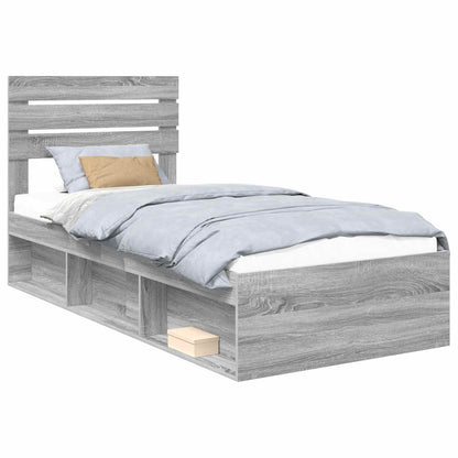 Bed Frame Grey Sonoma 100 x 200 cm Solid Pine Wood