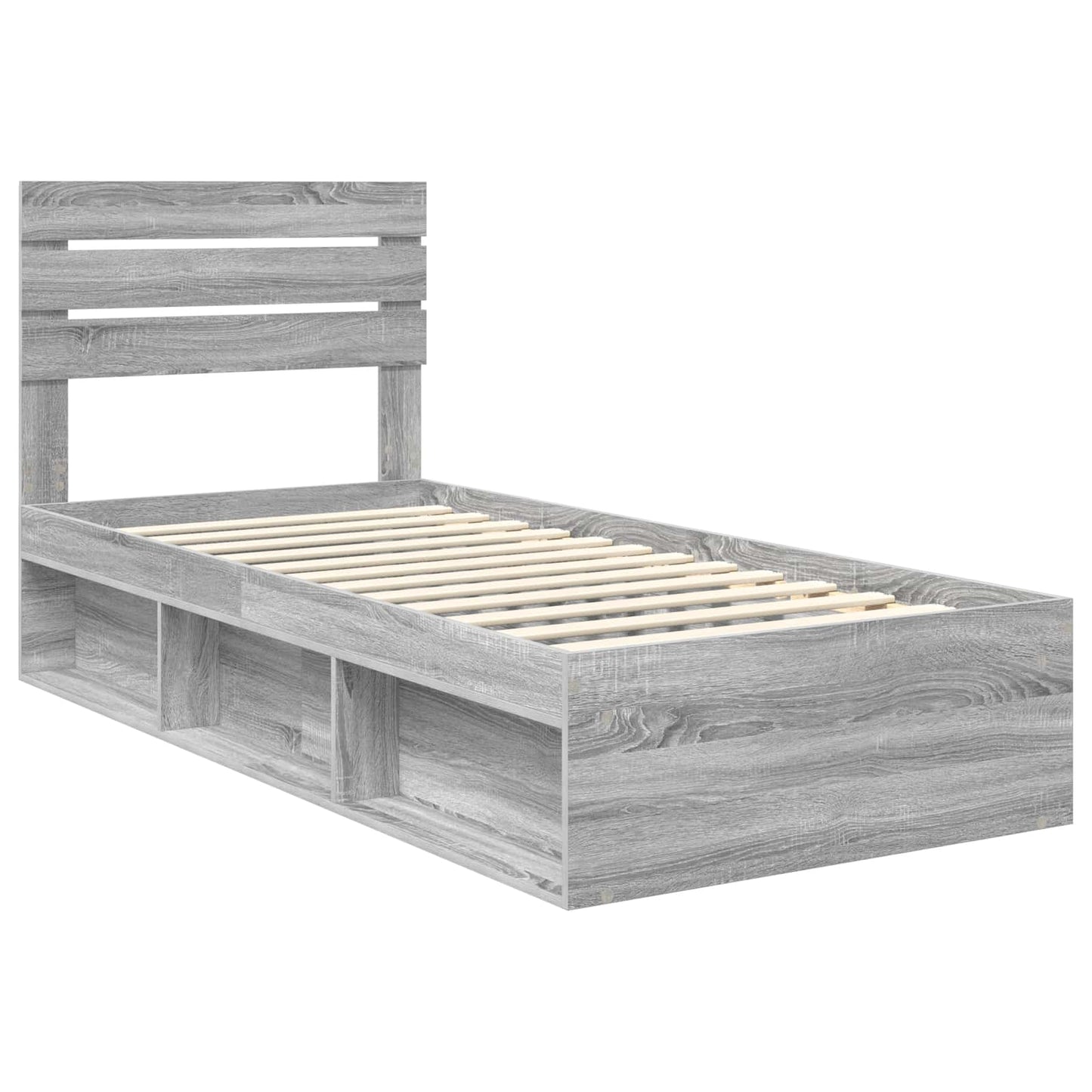Bed Frame Grey Sonoma 100 x 200 cm Solid Pine Wood
