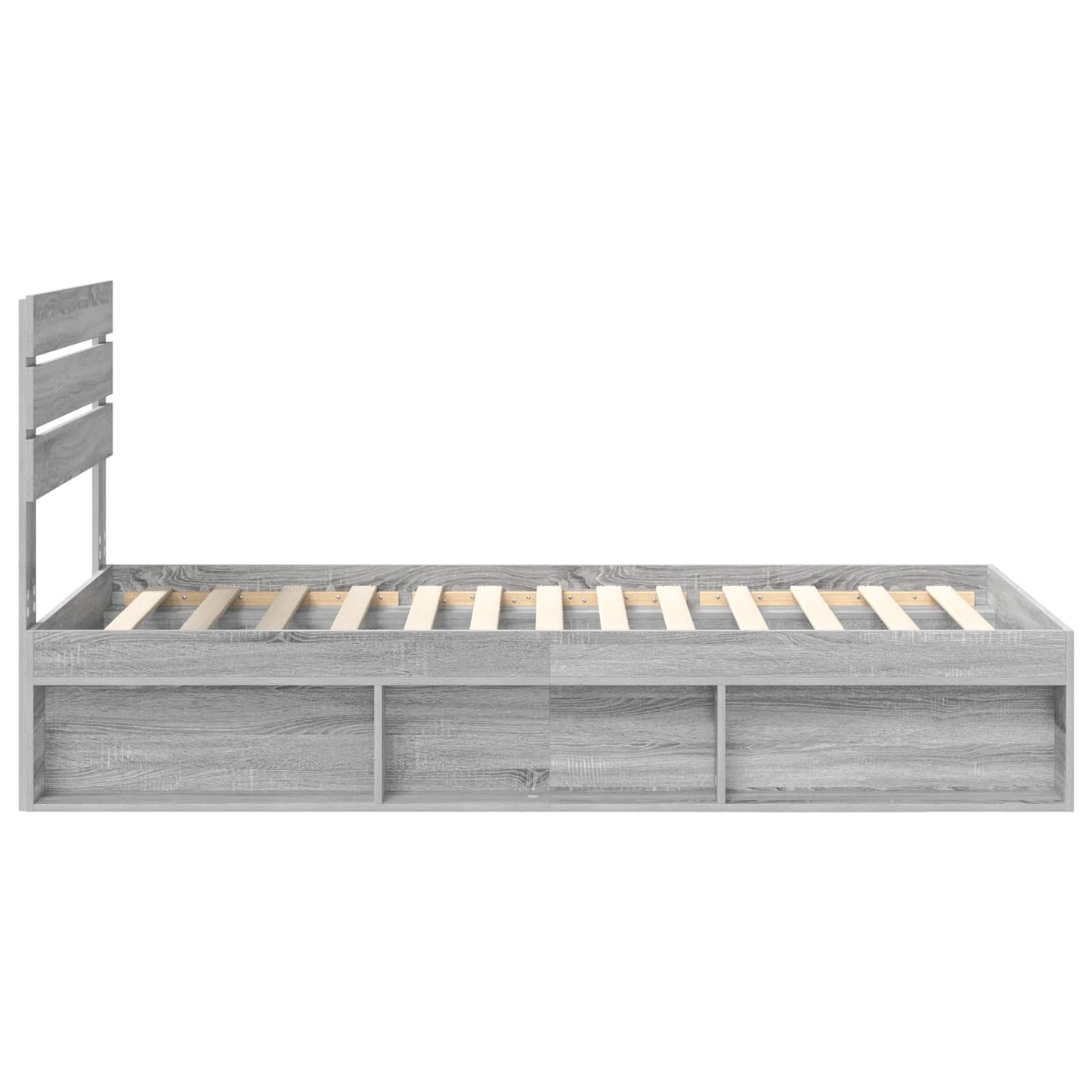 Bed Frame Grey Sonoma 100 x 200 cm Solid Pine Wood