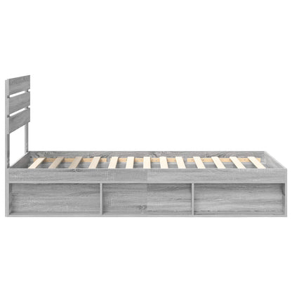 Bed Frame Grey Sonoma 100 x 200 cm Solid Pine Wood