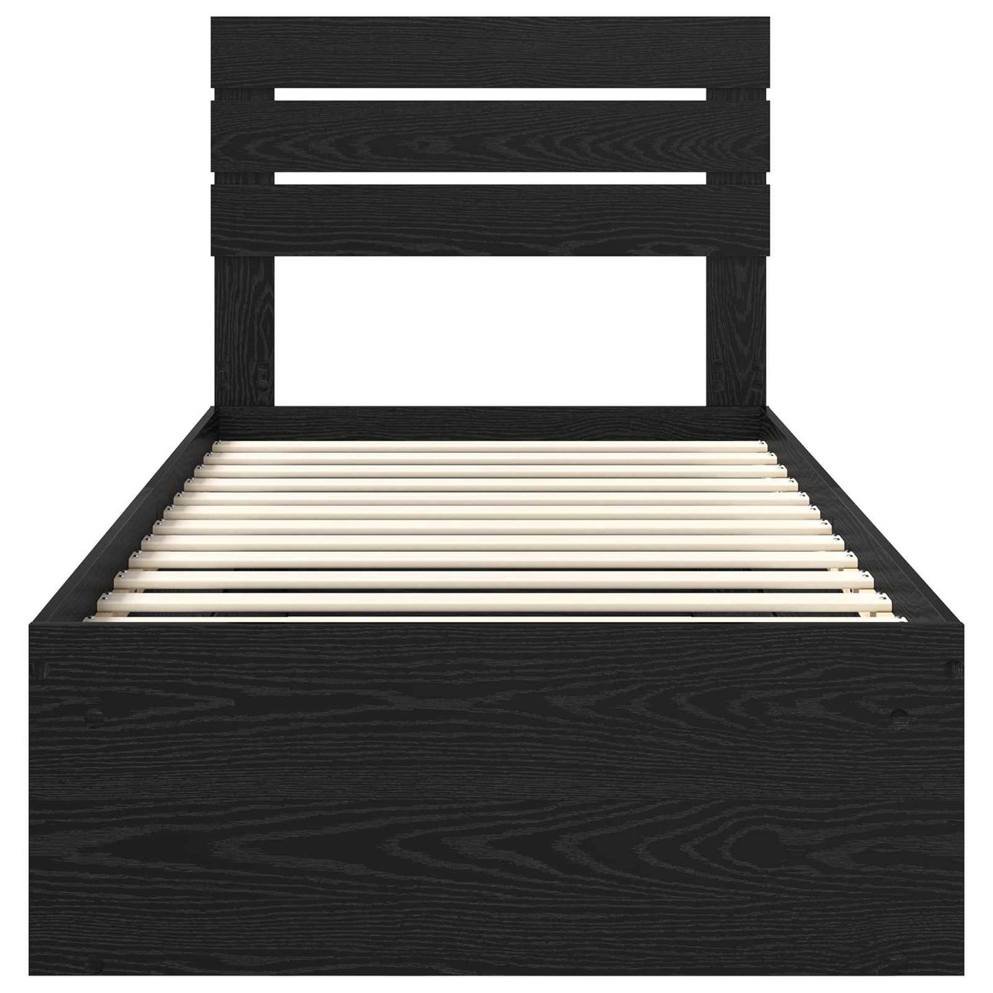 Bed Frame with Headboard Black 90 x 200 cm Solid Pine Wood