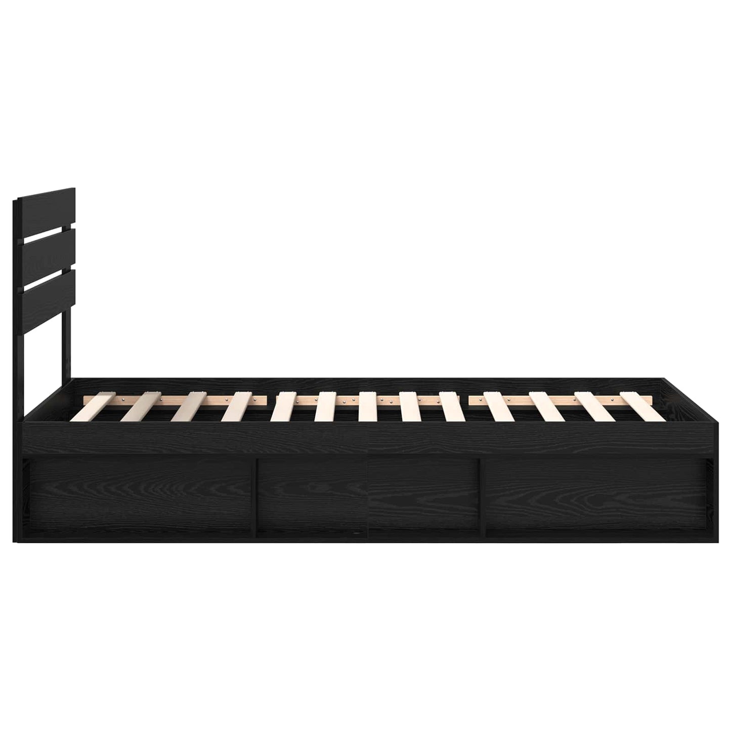 Bed Frame with Headboard Black 90 x 200 cm Solid Pine Wood