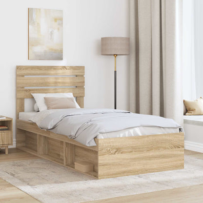 Bed Frame with Headboard Sonoma Oak 90 x 200 cm Solid Pine Wood