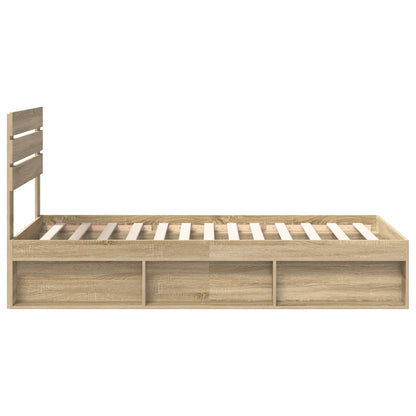 Bed Frame with Headboard Sonoma Oak 90 x 200 cm Solid Pine Wood