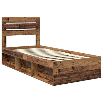 Bed Frame with Headboard Old Wood 90 x 200 cm Solid Pine Wood