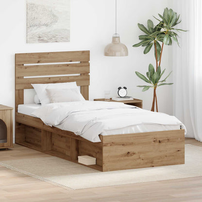 Bed Frame Artisian Oak 90 x 200 cm Solid Pine Wood