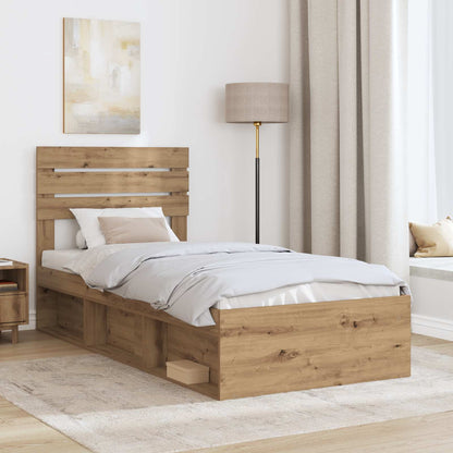 Bed Frame Artisian Oak 90 x 200 cm Solid Pine Wood